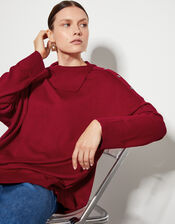 Beth Button Detail Sweater, Red (RED), large