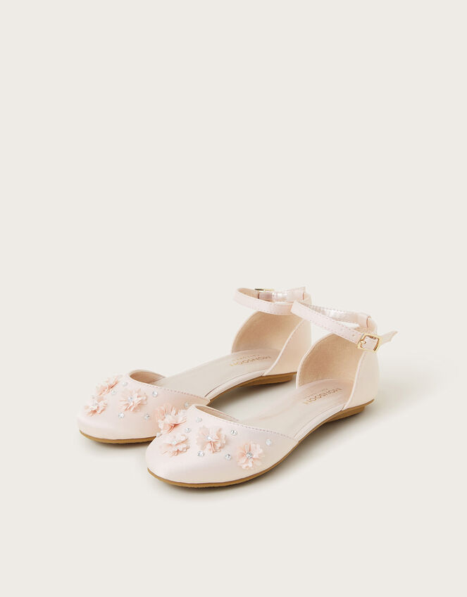 Embellished Floral Two-Part Ballet Flats, Pink (PINK), large