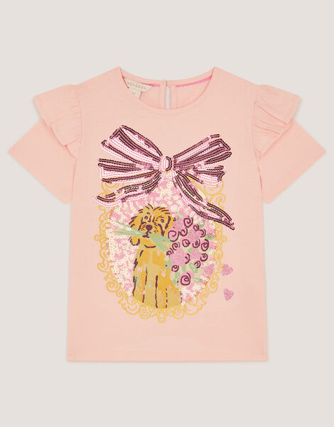 Sequin Bow Dog Graphic T-Shirt, Pink (PINK), large