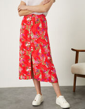 Khloe Floral Button Down Skirt, Orange (ORANGE), large