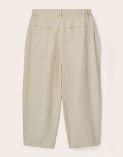 East Elodie Cotton Twill Barrel Leg Trousers, White (WARM IVORY), large