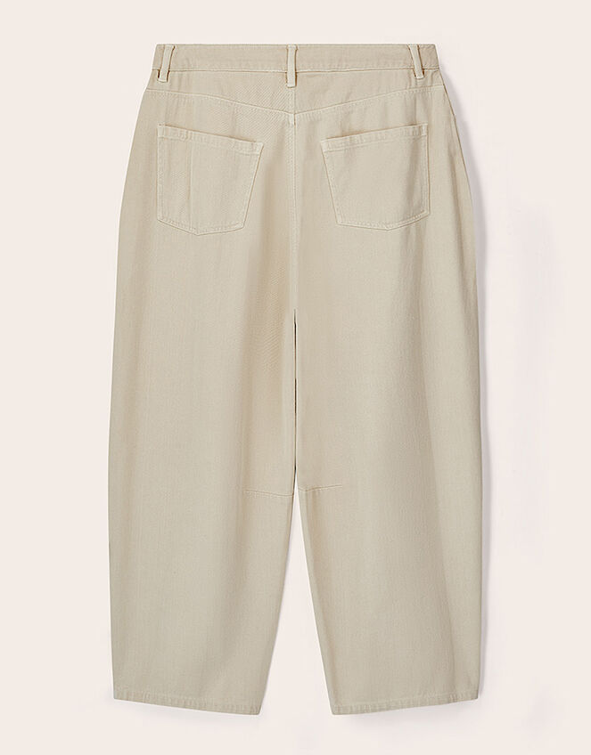 East Elodie Cotton Twill Barrel Leg Trousers, White (WARM IVORY), large