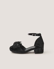 Embellished Bow Velvet Two Part Heels, Black (BLACK), large