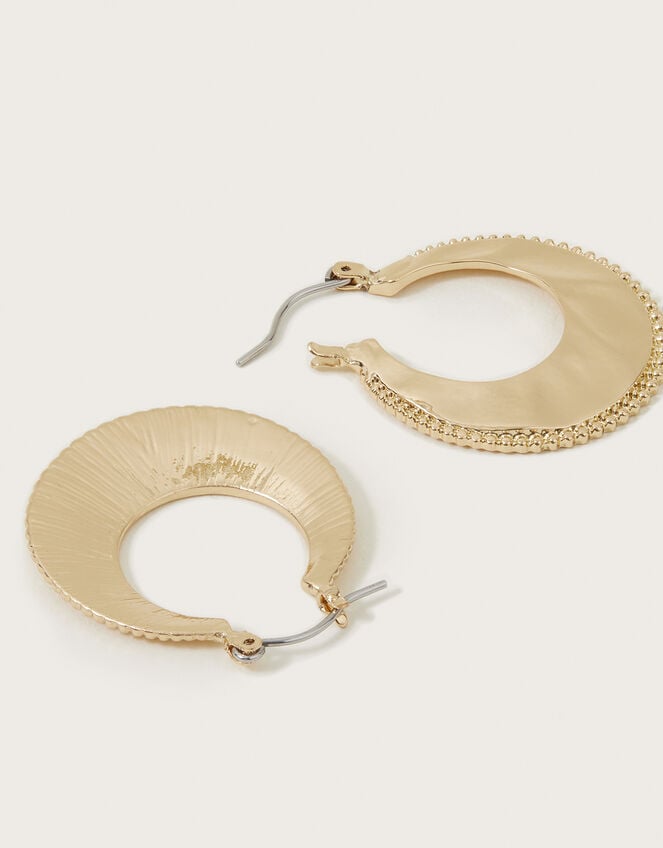 Texture Flat Hoop Earrings, , large