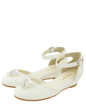 Elliana Butterfly Glitter Wedges, Ivory (IVORY), large