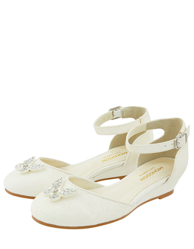 Elliana Butterfly Glitter Wedges, Ivory (IVORY), large