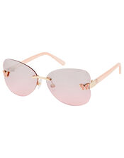 Rhea Rimless Butterfly Sunglasses with Case, , large