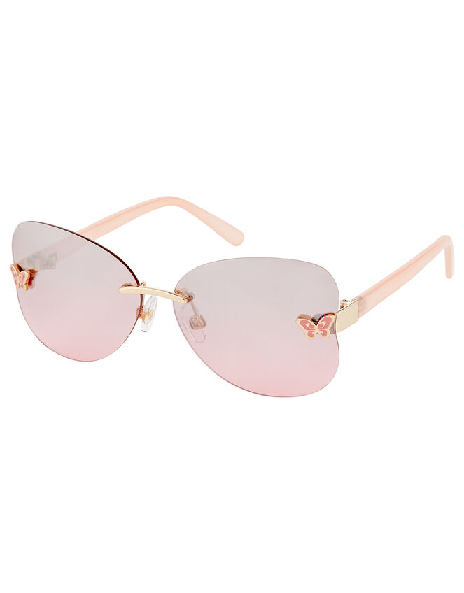 Rhea Rimless Butterfly Sunglasses with Case, , large