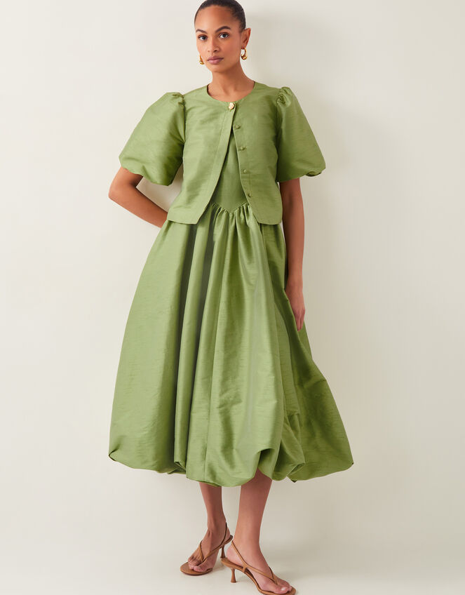 Mya Puff-Sleeve Jacket, Green (KHAKI), large
