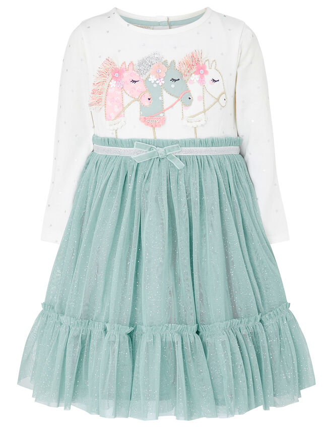 Baby Unicorn Disco Dress, Teal (TEAL), large