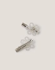 2-Pack Beaded Flower Hair Clips, , large
