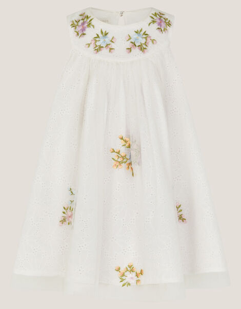 Baby Aria Floral Broderie Dress, Ivory (IVORY), large