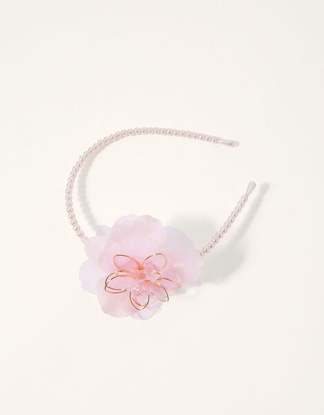 Wire Flower Pearl Headband, , large