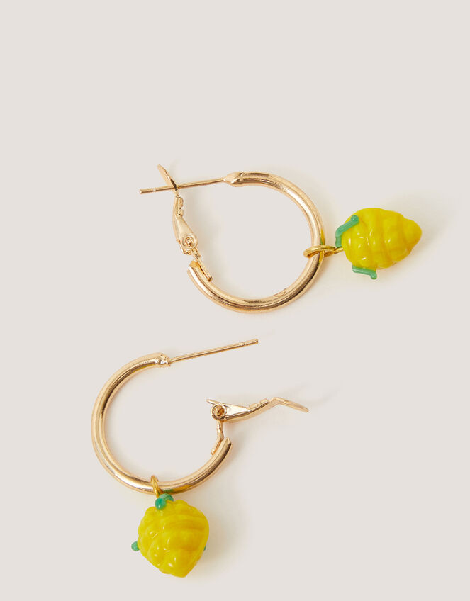 Lemon Charm Hoop Earrings, , large
