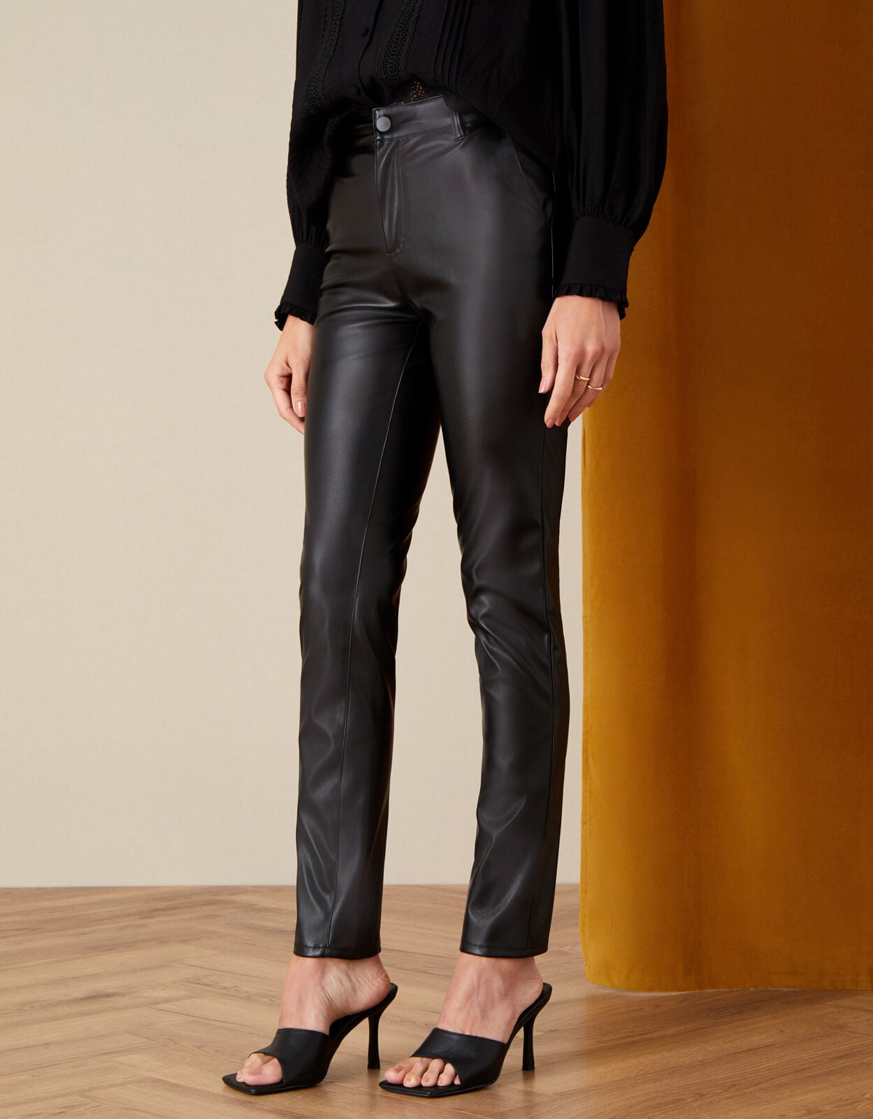 Penny Faux Leather Trousers Black 