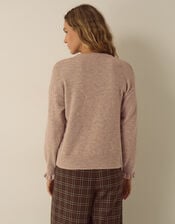 Britt Brooch Crew Neck Jumper, Mink (MINK), large