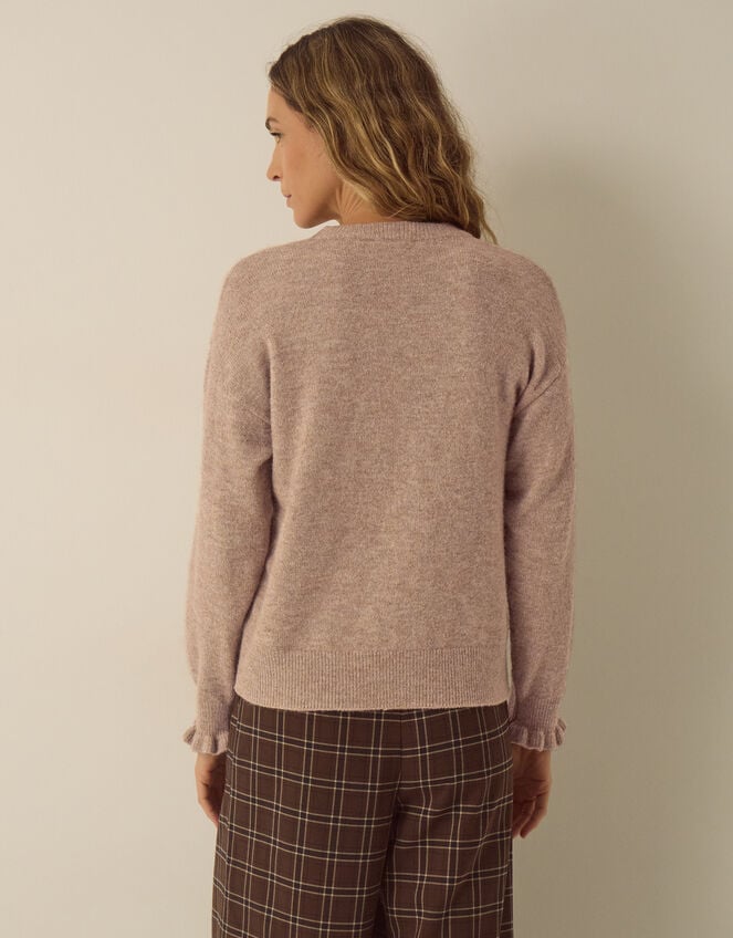 Britt Brooch Crew Neck Jumper, Mink (MINK), large