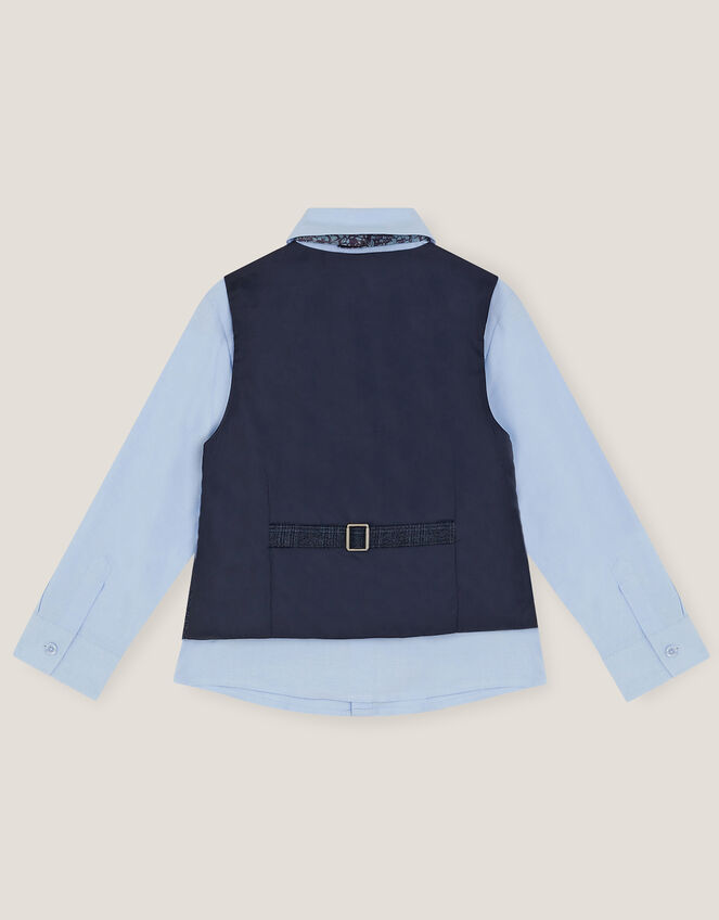 Three-Piece Oliver Check Vest & Shirt Set, Blue (NAVY), large