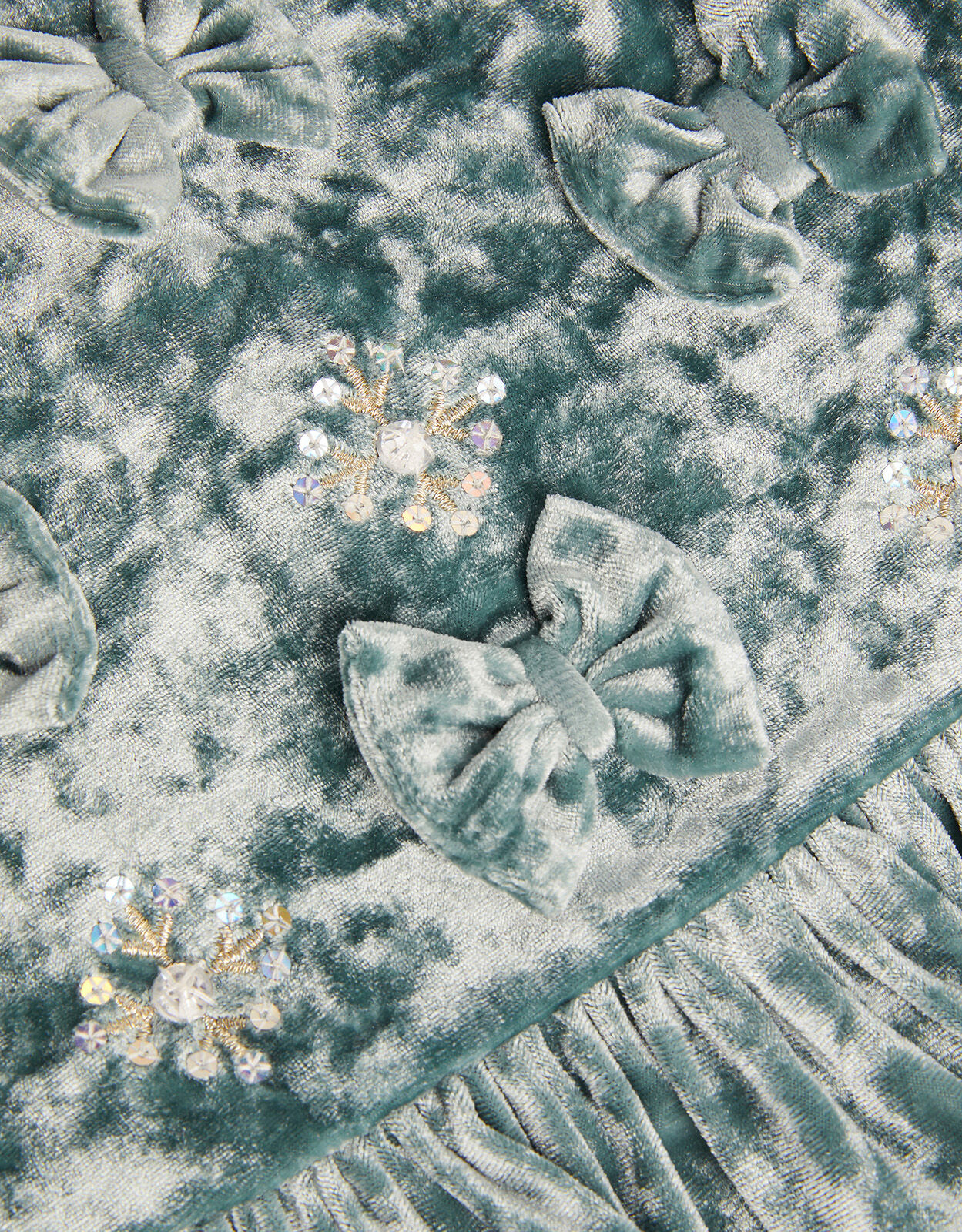 Baby Bow Velvet Dress Green