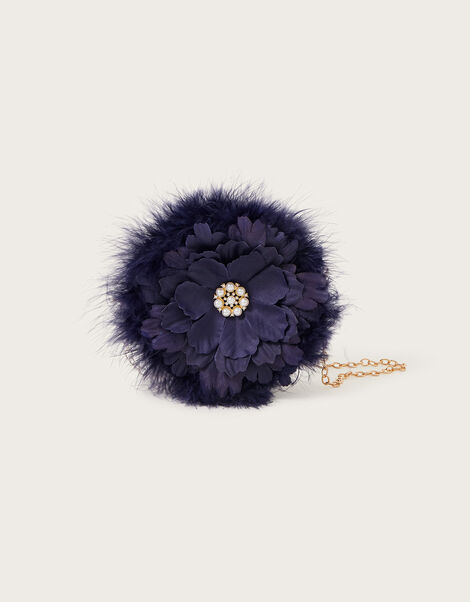 Loralie Feather Flower Round Bag, , large