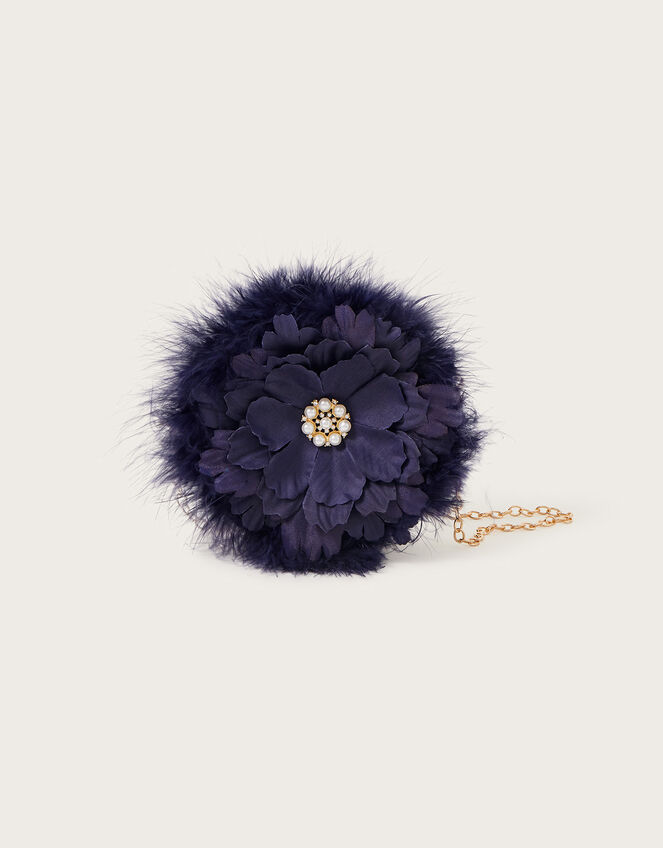 Loralie Feather Flower Round Bag, , large