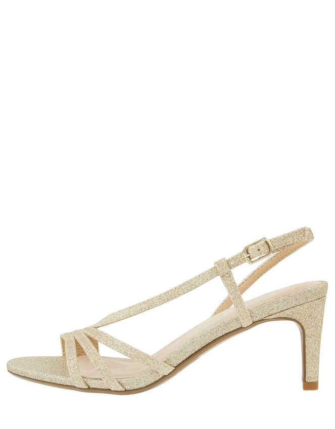 Gizela Glitter Heeled Sandals, Gold (GOLD), large