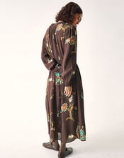East Jeanie Botanical Print Maxi Dress, Grey (CHARCOAL), large