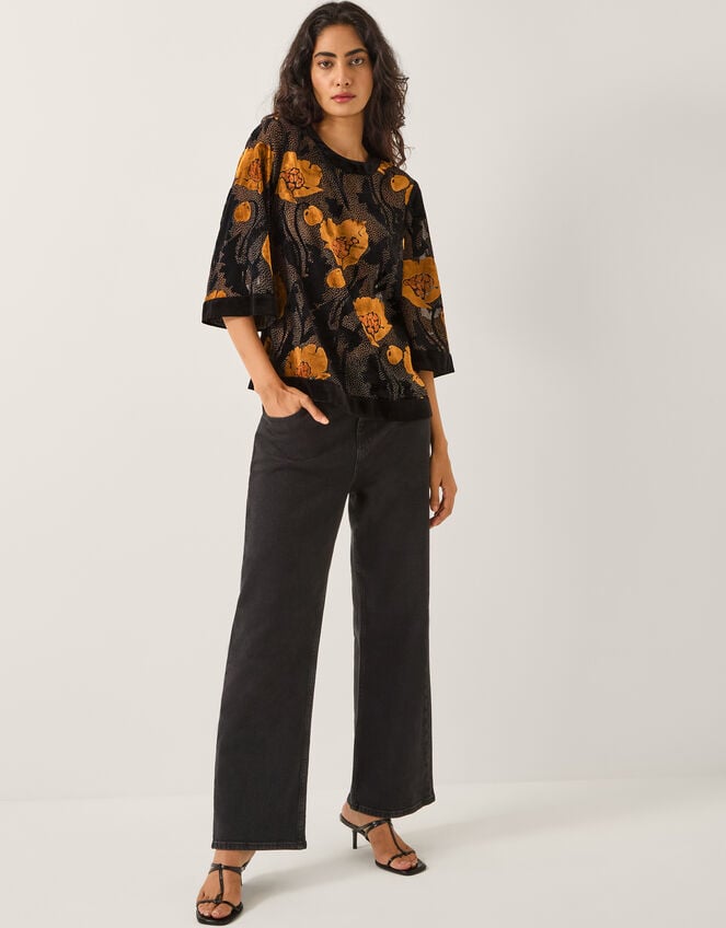 Reese Devoré Polka Dot Top, Black (BLACK), large