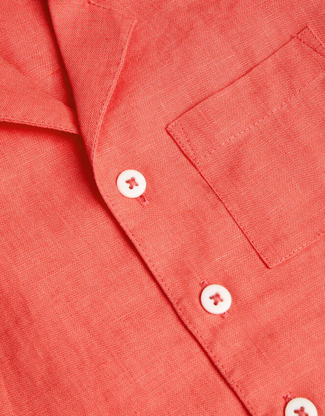 Relaxed Linen Shirt, Orange (CORAL), large