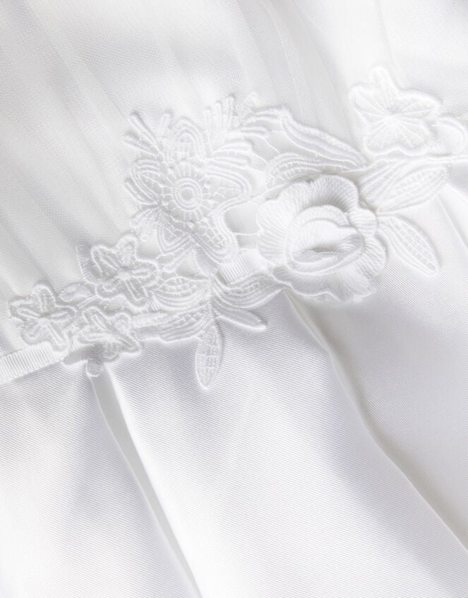 Chiffon Sleeve Floral Communion Dress, White (WHITE), large