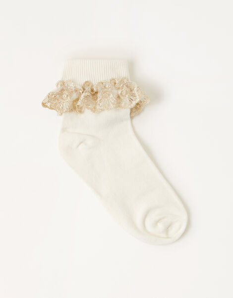 Sparkle Lace Socks, Ivory (IVORY), large