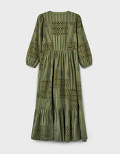 East Tasia Patchwork Broderie Maxi Dress, Green (OLIVE), large