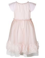 3D Rose Glitter Tulle Dress, Pink (PALE PINK), large