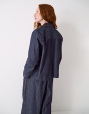 East Jayla Embroidered Denim Shirt Jacket, Blue (NAVY), large