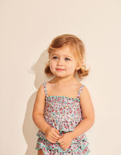 Baby Ditsy Print Ruffle Front Swimsuit, Green (MINT), large