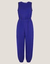 Mila Embellished Sleeveless Jumpsuit, Blue (BLUE), large