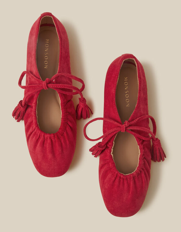 Blair Faux Suede Ballet Pumps, Red (RED), large