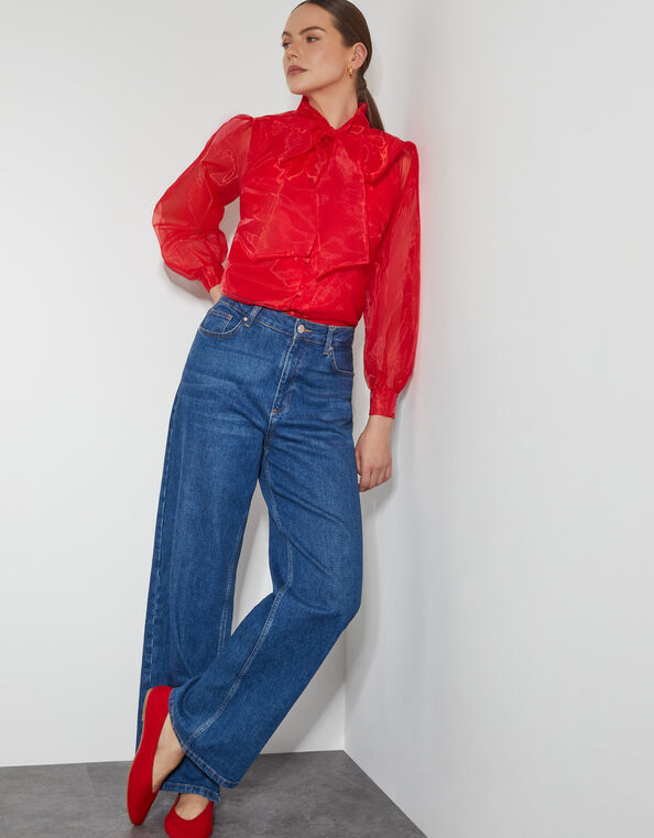 Rosa Organza Pussybow Blouse, Red (RED), large
