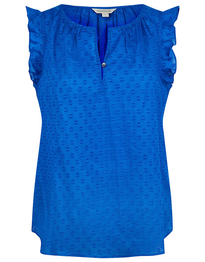Dobby Top in Organic Cotton, Blue (BLUE), large