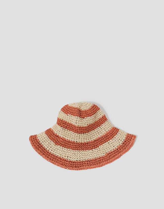 Lola Stripe Straw Bucket Hat, , large