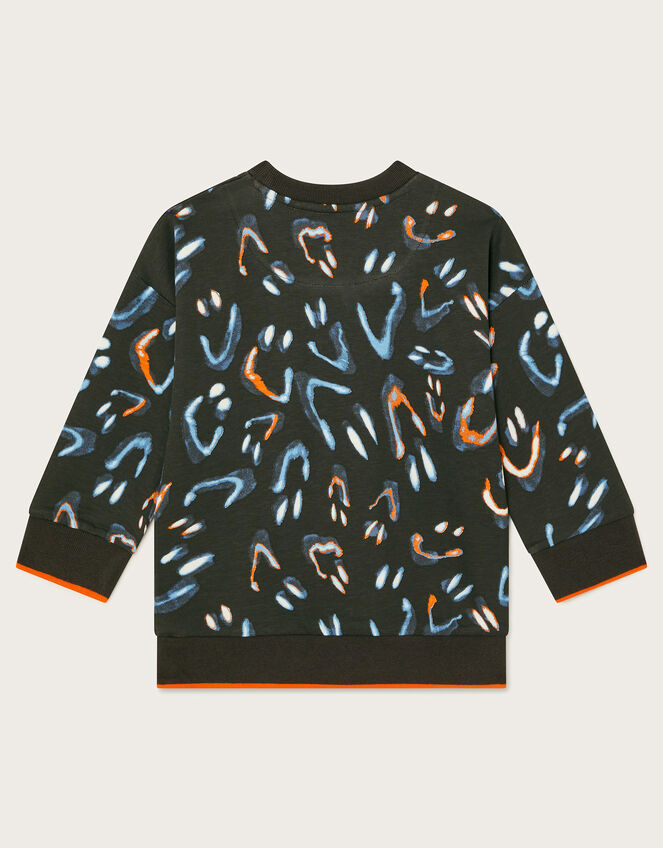 Glow In The Dark Smile Print Sweatshirt, Black (BLACK), large