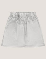 Jardine Metallic Mini Skirt, Silver (SILVER), large