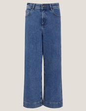 Hallie Regular Crop Wide Leg Jeans, Blue (MID AUTHENTIC BLUE), large