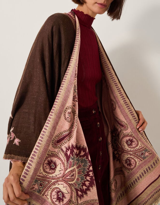 Crissy Jacquard Poncho, Pink (PINK), large