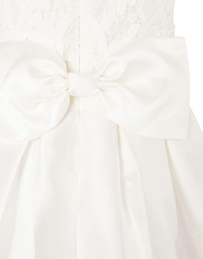 Lace Bodice Duchess Twill Dress, Ivory (IVORY), large