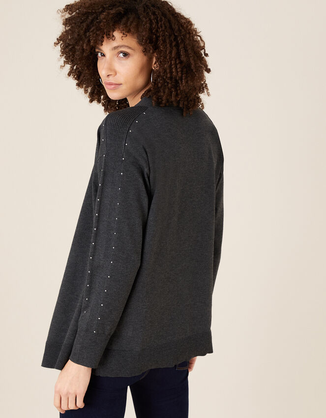Heat-Seal Gem Cardigan, Grey (CHARCOAL), large