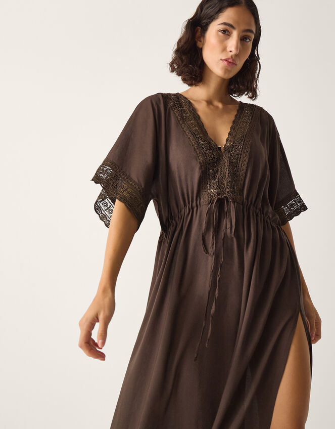 Cali Crochet Cover Up, Brown (CHOCOLATE), large