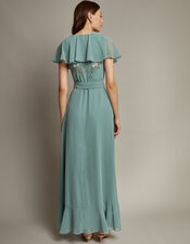 Ausha Floral Embellished Maxi Wrap Dress, Green (GREEN), large