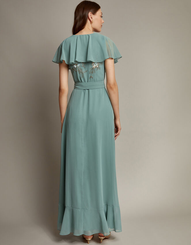 Ausha Floral Embellished Maxi Wrap Dress, Green (GREEN), large