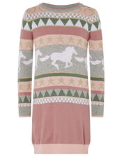 Horse and Star Knit Dress, Pink (PALE PINK), large